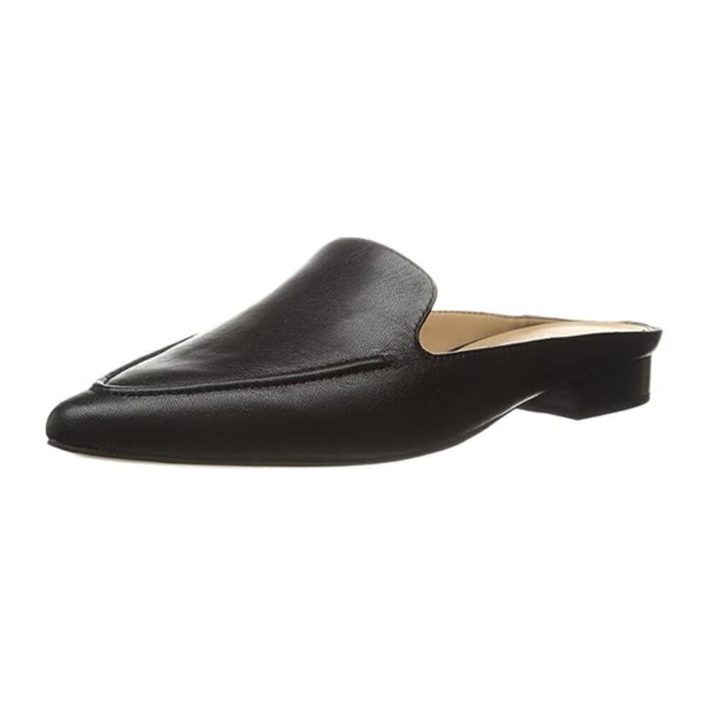Franco Sarto Black Leather Pointed Slip-On Mule